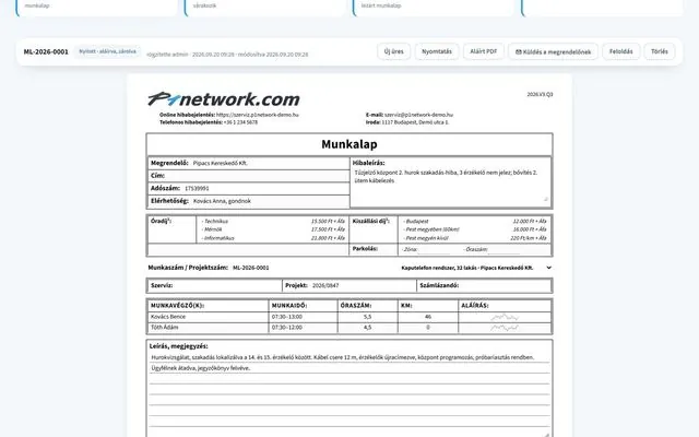 P1network képernyőkép